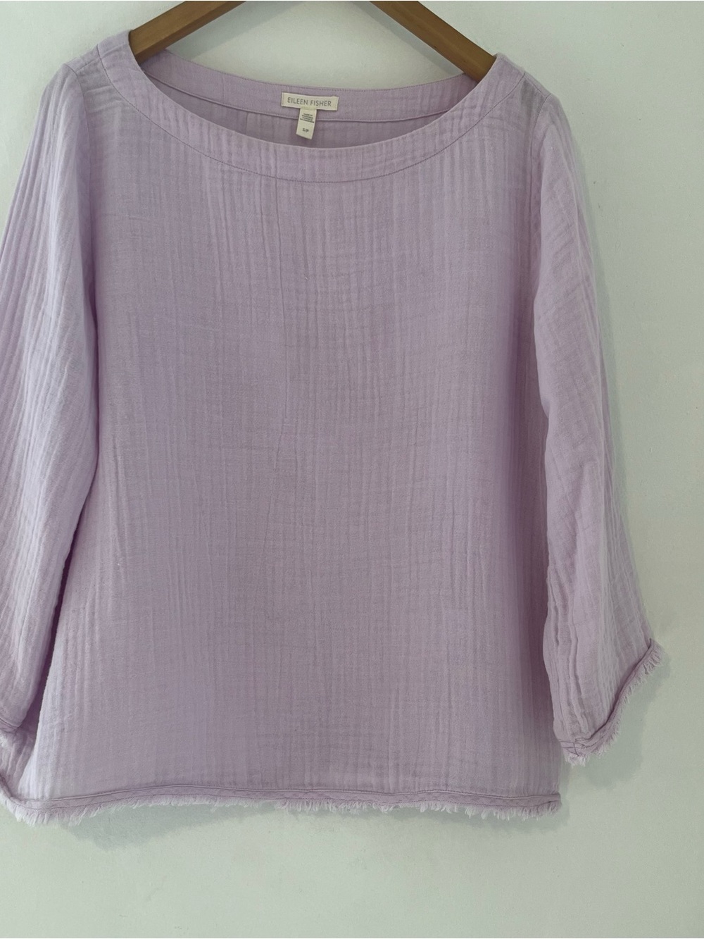 Eileen Fisher Soft Lavender Cotton Gauze Tunic Top